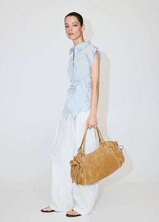 Mango Camicia lyocell righe dettaglio fiocco celeste - Donna - XS - MANGO