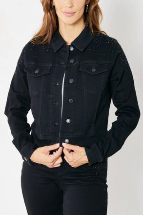 Judy Blue Rhinestone Embellished Jacket In Black