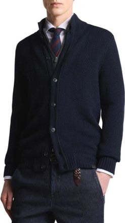 Fay Dubbelzijdige Cardigan - Heren - Vesten - Blauw - S - Wol - Truien & Vesten