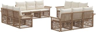 vidaXL Conjunto De Sof&aacute;s De Jard&iacute;n 12 Uds. Beige Rat&aacute;n Sint&eacute;tico Vidaxl