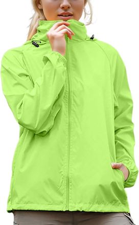Generic Womens Running Jackets - Waterproof Quick Dry Hooded for Women High Neck Full Zip Long Sleeve Jacket for Fitness Training Cycling Gym Sports with Side