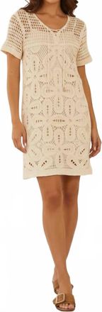 Skies Are Blue Clothing Luce Crochet Short Sleeve Mini Dress In Ivory