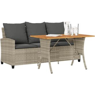 vidaXL Divano 3 Posti con Cuscini e Tavolo Grigio Chiaro Polyrattan - Vidaxl