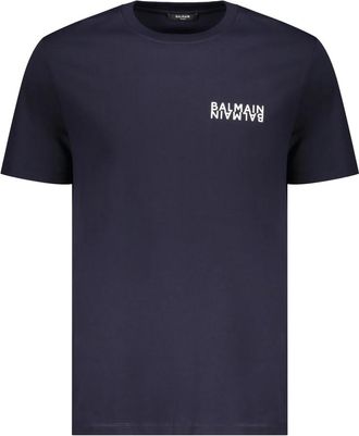 Balmain Short sleeve cotton t-shirt - Heren - T-shirts - Blauw - M - Katoen - Tops