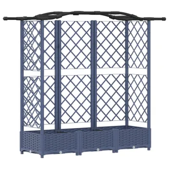 vidaXL Cama Elevada Con Trellis Y Techo Gris 163 X 40 X 126 Cm Pp Vidaxl
