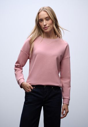 Street One Sweater STREET ONE, Damen, Gr. 38, powder pink meliert, Sweatware, Obermaterial: 72% Polyester, 22% Viskose, 6% Elasthan, unifarben, l&auml;ssig geschnitte