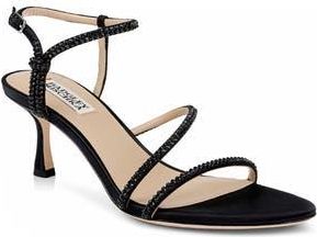 Badgley Mischka Julianna Ankle Strap Sandal in Black Satin at Nordstrom Rack, Size 9.5