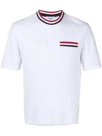 Thom Browne T-shirt con banda RWB - Bianco