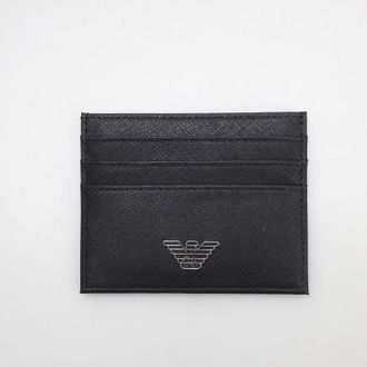 Emporio Armani Accessories Emporio Armani ASV Regenerated Leather Card Holder in Black