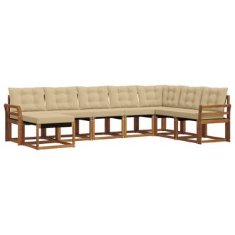 vidaXL Conjunto De Sof&aacute;s De Exterior Con Coj&iacute;n 8 Pcs Natural Y Beige Vidaxl