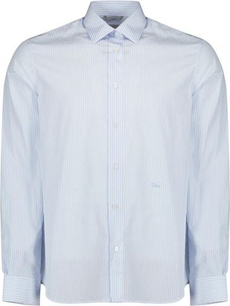 Dior Gestreept poplin overhemd - Heren - Casual Overhemden - Blauw - M - Katoen - Overhemden