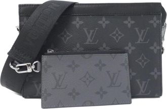 Louis Vuitton Black Gris Coated Canvas Pouch Shoulder Bag (Pre-Owned)