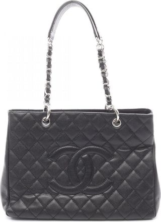 Chanel Black Leather Handbag Tote Bag (Pre-Owned)