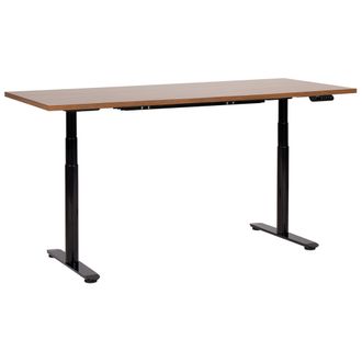 Beliani Beliani - Escritorio De Altura Regulable El&eacute;ctrico Dise&ntilde;o Moderno Patas Redondas 180 X 80 Cm Tablero Madera Oscura Soporte De Acero Negro Destinas