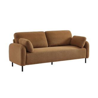 Sweeek Sof&aacute; de borreguito con patas de metal, 3 plazas, beige oscuro