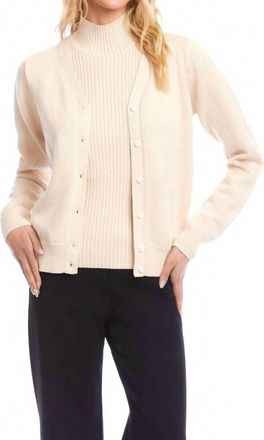 Karen Kane V-Neck Cardigan Sweater In Ecru