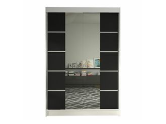 Mirjan24 Armario Closico Salvor V, Blanco + Negro, 200x120x58cm, Puertas De Armario: Correderas, N&uacute;mero De Estantes: 5