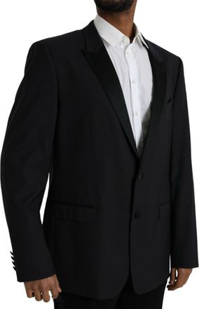 Dolce & Gabbana Mens Blue Martini Single Breasted Coat Blazer Virgin Wool Silk Polyester Clothing