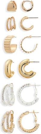 Tasha 6-Pack Assorted Hoop Earrings in Gold/crystal at Nordstrom Rack