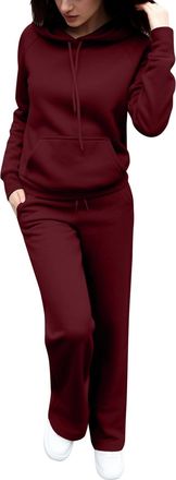 Generic 2 Piece Outfits Women Tracksuit Womens Full Set 2 Piece Co Ord Sets Solid Color Hoodie and Jogger Sweatpants Casual Jogging Sweat Suits Baggy Y2k Loun