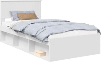 vidaXL Bed Frame with Headboard White 100 x 200 cm Solid Pine Wood vidaXL