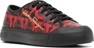 Ferragamo Gancini Logo-Print Canvas Sneaker - Red