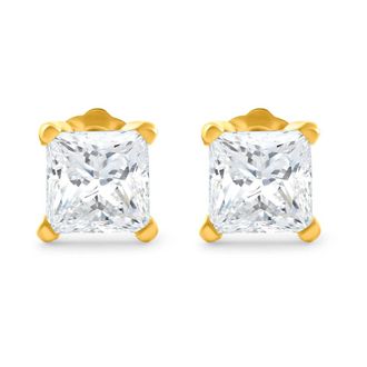 Pompeii3 1 1/4Ct Princess Cut Diamond Studs in 14k White or Yellow Gold Lab Grown
