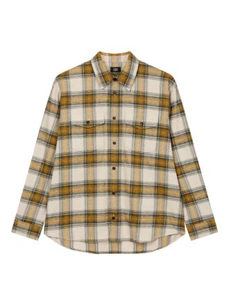 TOMBOY checked-pattern chest-pocket shirt - men - Cotton - M - Neutrals