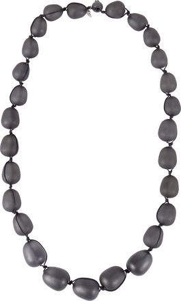 Emporio Armani Matte Black Resin Bead Necklace