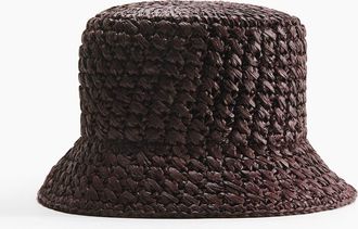 H&M Straw Bucket Hat in Dark Brown at Nordstrom, Size Medium