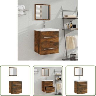 vidaXL Specchio da bagno - Mobile da Bagno con Specchio Rovere Fumo 41x38,5x48 cm