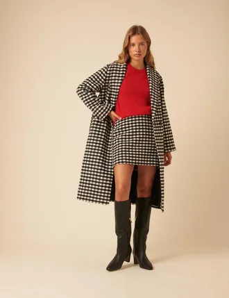 Nobody's Child Black And White Gingham Double Breasted Coat