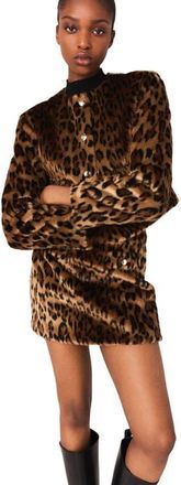 Maje Leopard faux fur jacket in Big Leopard Print at Nordstrom, Size 36 Eu