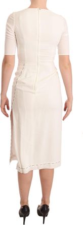 Dolce & Gabbana Womens White Floral Printed Crepe Midi Slit Dress Viscose