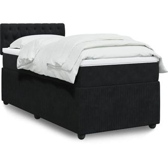 vidaXL Cama Box Spring Con Colch&oacute;n Terciopelo Negro 80x200 Cm Vidaxl