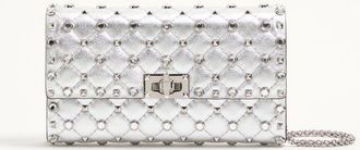 Valentino Garavani Valentino Garavani Rockstud Spike Shoulder Bag In Laminated Nappa Leather With Cabochon Stones Wo