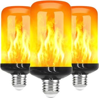 OEM L&aacute;mpara Led Con Efecto De Llama, Fondo Negro Con Llama Din&aacute;mica, Casquillo E27, Cuatro Configuraciones Con Sensor De Gravedad, Luz Amarilla