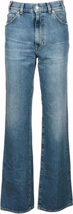 Mauro Grifoni Blauwe Effen Dames Jeans Lente/Zomer - Dames - Loose Fit Jeans - Blauw - W29 - Katoen - Jeans