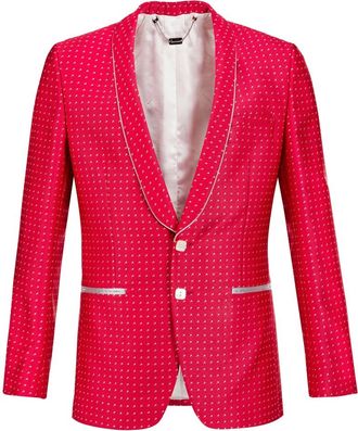 Billionaire Boys Club Blend Silk Jacquarded Dinner Jacket - Heren - Blazers - Rood - XL - Leer - Jassen