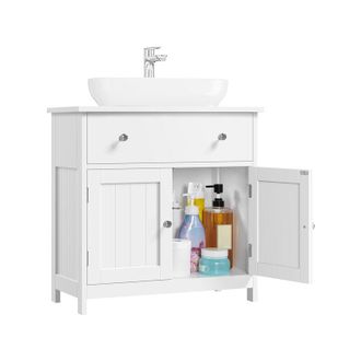 Yaheetech Yaheetech Mobile da Bagno Sottolavabo Mobiletto con Cassetto e Ripiano Portaoggetti Armadietto da Terra per Lavandino Salvaspazio Grigio Scuro