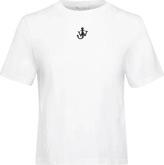 J.W.Anderson Anchor Embroidery Panelled Cropped T-Shirt - Dames - T-shirts - Wit - XS - Katoen - Tops