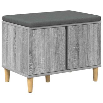 vidaXL Banco De Entrada Con Coj&iacute;n Gris Sonoma 60 X 38 X 46 Cm Vidaxl
