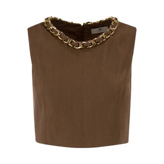 Elisabetta Franchi Dames, Tops, Bruin, Maat: M Linnen