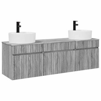 vidaXL Juego De Muebles De Ba&ntilde;o 3 Uds. Sonoma Gris 49 X 44,5 X 65 Cm Vidaxl