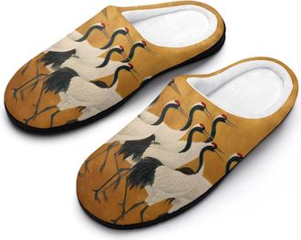 Generic Japanese Crane Bird Womens Slippers Winter Warm House Shoes Indoor Outdoor Hotel Slipper