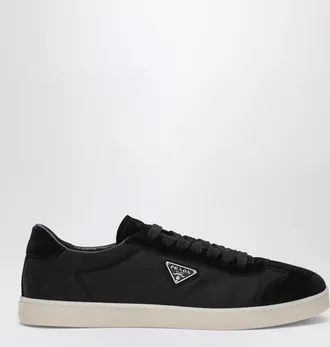 Prada Black fabric and suede sneakers