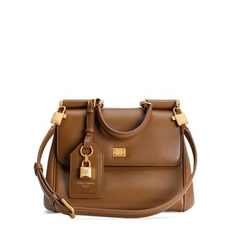 Dolce & Gabbana Tassen, Dames, Bruin, ONE Size, Katoen, Sicily Soft Handtas