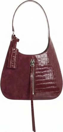 John Richmond Schoudertas van Bi-materiaal met krokodillenprint - Dames - Schoudertassen - Rood - ONE Size - Leer - Tassen