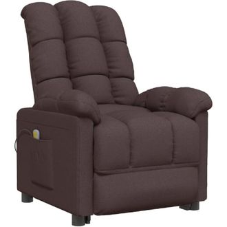 vidaXL Sill&oacute;n De Masaje El&eacute;ctrico Tela Marr&oacute;n Oscuro Vidaxl