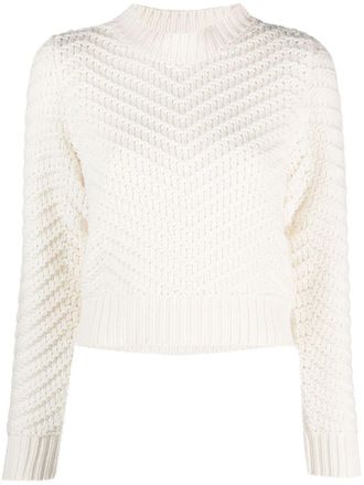 Fabiana Filippi chevron-knit cashmere jumper - women - Cashmere - 38 - White